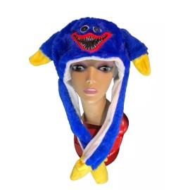HaT Cute Moving Ear Hat Plush Hat Blue Monster Anime Kids