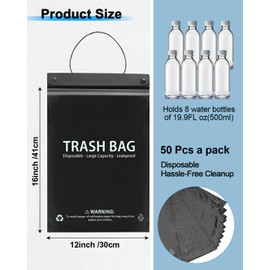 Kanzith 50 Count Disposable Car Bin Bags - 7.5l Hanging & Stick-On Car Garbage Trash Rubbish Bags, 2 Gallon Leak-Proof & Smell-Proof Trash Can Bin, Car Interior Accessories for Women Men