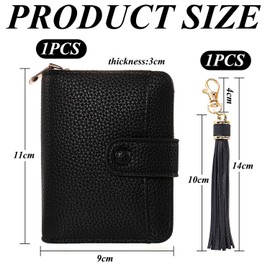 1 Women's Short Wallet and 1 Tassel Charm, Multi-Compartment Wallet, Fashionable Simple Wallet, Pu Leather Wallet