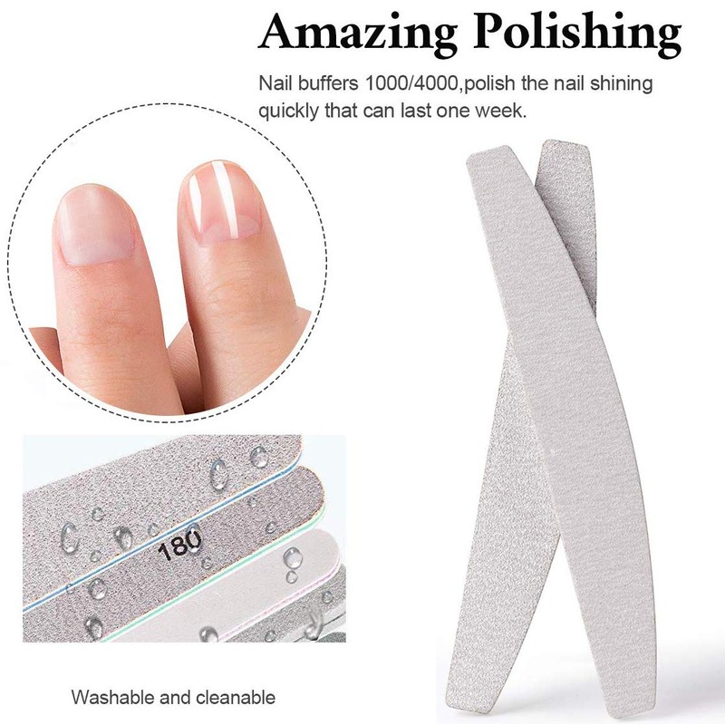 GeekerChip Professional Nail Files (15 Pcs), Professional Nail Files 100/180