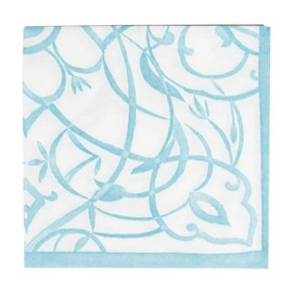 Caspari Algarve Paper Linen Cocktail Napkins in Aqua - 15 Per Package - 4 Packages