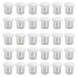 Moicstiy 30 PCS White Hole Plugs - 1/4 inch (6mm) Plastic Flush Type Hole Plugs Snap in Locking Hole Tube, Used for Furniture, Cabinet, Pipe & Tube, Round End Caps Cover Inserts