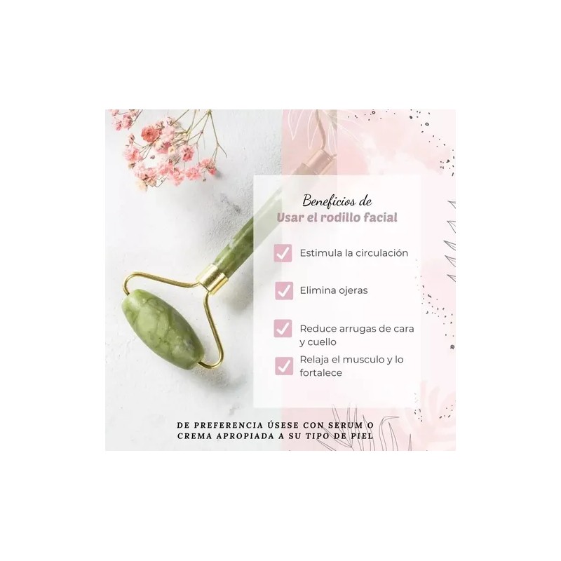 Rodillo De Jade Y Guasha Kit Masaje Facial Antiedad Tonifica