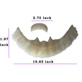 Volora Fake Beard Realistic 100% Human Hair Full Hand Tied Facial Hair Black Goatee False Beards Lace Invisible Fake FaceMustache(Style-2, White)