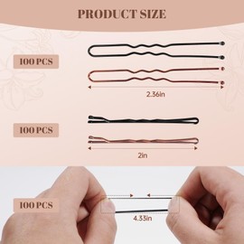 Axinost Pack of 300 Hair Pins, Metal Wave Shape Hair Clips, Bobby Pins, U Hair Clips, Hair Pins, Hair Scrunchie, with Storage Box for Children, Girls, Hairdressing Salon (Black and Brown)