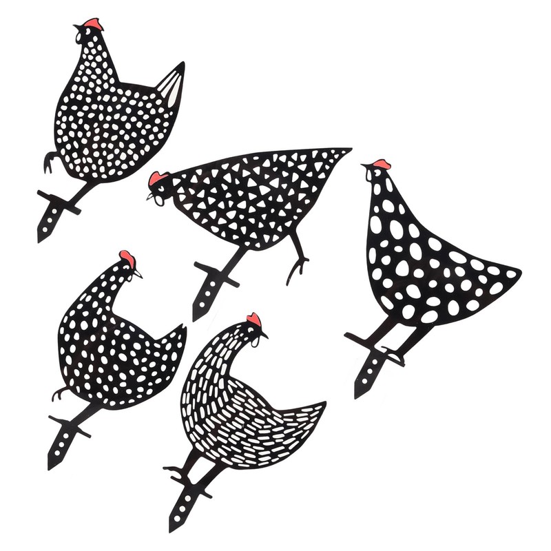 5Pcs Rooster Silhouette Acrylic Hollowed Assorted Style Rich Details Black