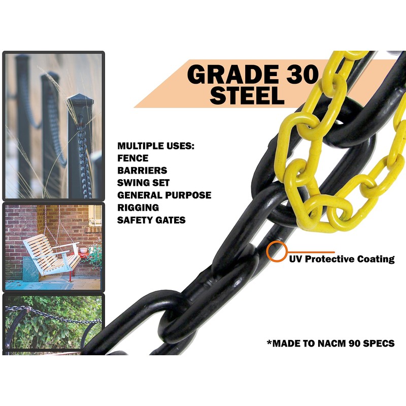 Generic 1/4"" X 40' Yellow Powder Coated Safety Chain |