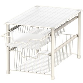 Simple Houseware Stackable 2 Tier Basket Drawer, White