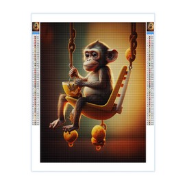 TOPYUES 5D DIY Diamond Painting Kits Full Drill,Diamond Painting Kits Art,Animal Diamond Art, Cute Monkey Diamond Painting Craft for Home Office Wall Decor 12x16 inch, CJX-1