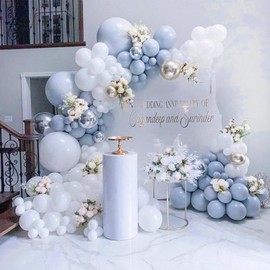 PartyWoo Dusty Blue Balloons 50 pcs 12 Inch Light Grey Blue Balloons for Graduation Wedding Baby Shower Gender Reveal Anniversary Graduation Birthday Party Decorations Blue-F51