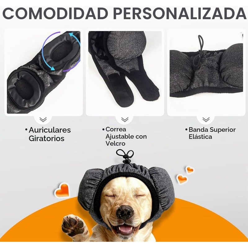 Orejeras Contra Ruido Para Perro, Ajustables Protector, Audifonos Para Pirotecnia