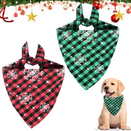 ZTA Dog Christmas Bandana, Pack of 2 Dog Scarf, Christmas, Christmas Scarf, Dog, Pet Neckerchief, Dog Costume, Christmas, for Small, Medium, Large Dogs, Cats
