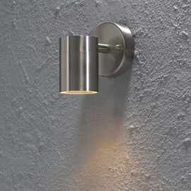 Konstsmide Modena 7572-000 Wandleuchte / B: 6cm T: 9cm H: 9cm / 1x35W / IP44 / Edelstahl