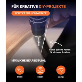 EH Design Acrylic Glass Plate - Square Cuts to Measure (100 x 200 x 5 mm) - UV-Resistant & Weatherproof - Transparent & High Gloss - For DIY, Furniture & Terrariums - Made in Germany