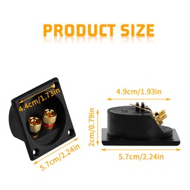 4 x Speaker Terminal, 2.2 Inch Square 2-Way Speaker Box Terminal Cup with Banana Plug Screw Type Binding Post Subwoofer Box Speaker Clamps Plates for Stereo Speaker