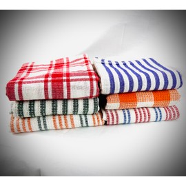 Belle Home Kitchen Towels – Pack of 6 Tea Towels for Kitchen, 100% Cotton - 50 x 70 cm, Assorted Colors, Soft, Absorbent, and Long Terry Tea Towel Set