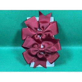 Unbranded Deep Red Hair Bow Clips Grosgrain Ribbon Baby Toddler Girl Hair Barrette Set