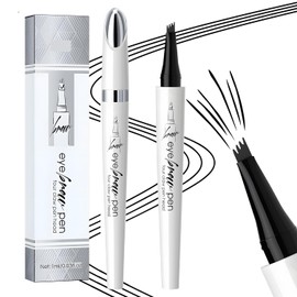 MOTIBACK Liquid Eyebrow Pen - Microblading Fork Tip Brow Pencil, Waterproof & Smudgeproof, Natural Defined Brows(Black)