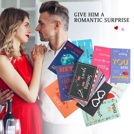 120 Pieces Romantic Lunch Box Notes Love Notes for Him Her Mini Valentines Day Cards for Husband Wife 2 x 3.5 Inch Inspirational Design Lunchbox Notes for Adults Beloved Ones, 30 Styles