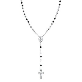 Spartan Black Onyx and Silver Rosary | Unisex for Men and Women | 925 Sterling Silver Prayer Beads