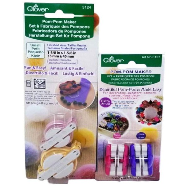 Clover Pom Pom Maker Set ~Includes 4 Different Sizes! (Extra Small and Small Sizes)