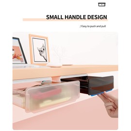COZYWELL Self-Adhesive Hidden Large Under Desk Storage Drawer 2 PACK Mount on Table for Home Office Stationary Organization, No Drilling, 7.87IN(W) X 9.45IN(D) X 2.83IN(H) (White)