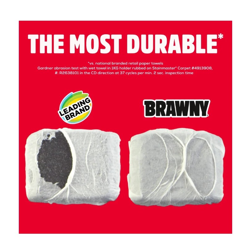 Brawny Tear-A-Square Paper Towels,6 Double Rolls=12 Regular Rolls 3 Sheet