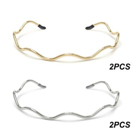 4PCS Metal Headbands for Women – Trendy Gold & Silver Hair Accessories, Elastic Designer Bands for Teens & Women