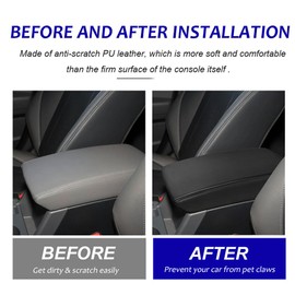 DEYTOP Center Console Cover for 2026 Subaru Crosstrek/Impreza Accessories 2024 2025 Armrest Cover for 2025 Crosstrek Accessories Anti-Scratch Leather Armrest Protector (Black with Black Stitches)