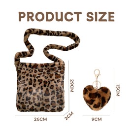 TVSVKWE 1 Leopard Pattern Shoulder Bag, 1 Heart-Shaped Hanging Decoration, Cute Plush, Creative Personality, Fashionable And Fashionable Bag For Women.