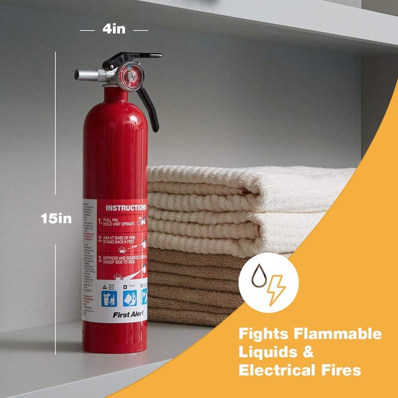 First Alert Fire Extinguisher for Home, Standard Rechargeable Compliance Unit,