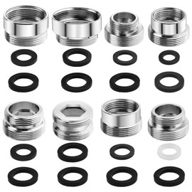 TOVOT 8 Sizes Faucet Adapters Tap Adapters Assortment Set M22 Faucet Aerators Adapters Kitchen Tap Adapters(16/18/20/22/24mm)