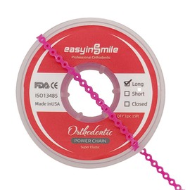 Easyinsmile Dental Orthodontic Spool Elastic Rubber Band Power Chains (Long, Purple)