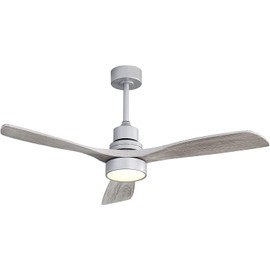 Sofucor 52 Inch Solid Wood Ceiling Fans with Lights and Remote, Dimmable 6-Speed Outdoor Ceiling Fan with Light, 3 Blade Ceiling Fan with 3-Timer Reversible DC Motor for Patio Bedroom