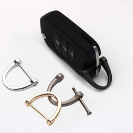 Siganorpy 6 Pieces D Rings Screw In Shackle 19mm Horseshoe Buckle Horseshoe Shape D-Shaped Metal Hoop Locking One Screwdriver Use for DIY Keychain Leather Craft Purse Replacement