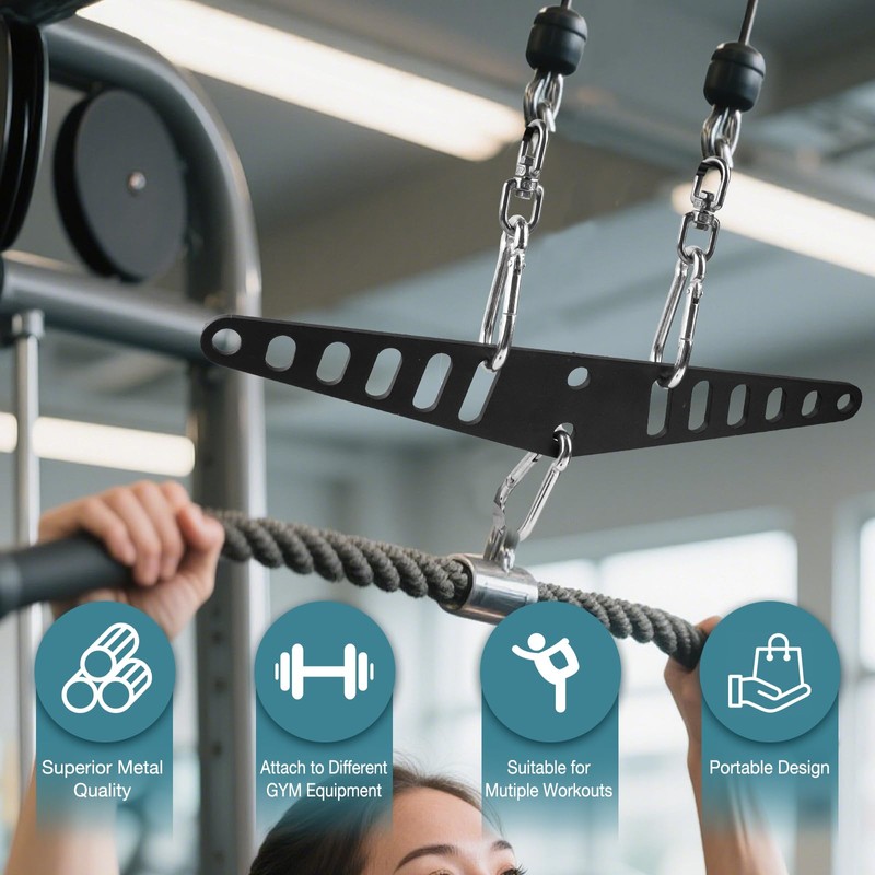 Multi-Grip LAT Pull Down Bar for Home Gym Fitness, Cable
