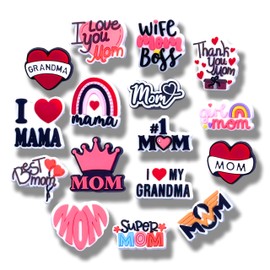 MOKADON 16Pcs Love Mom Shoe Charms, Shoe Decoration Party Gifts For Boys Girls Kids, Women., Polyvinyl Chloride, No Gemstone