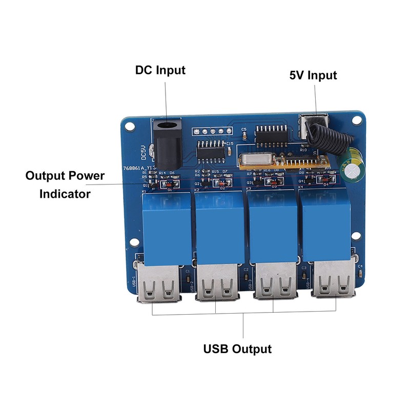 Power Supply Module 4 Channel 5V DC DC2.1 Type C