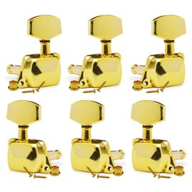 SAPHUE 3+3 Semi-closed Guitar Tuners String Tuning Pegs Keys Machine Heads Set for for Acoustic or Electric Guitar (Gold)