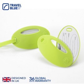 Travel Blue 2x Luggage Name Tags, Neon Green, One Size