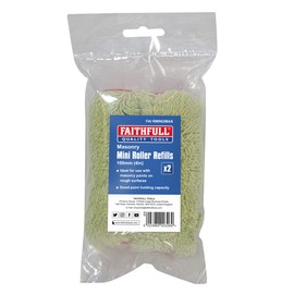 Faithfull FAIRMINI2MAS Masonry Mini Roller Refills 100mm (4in) Twin Pack. For Masonry Paints on Rough Surfaces
