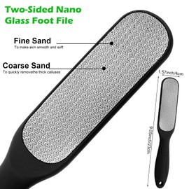 FNANJWQ Hard Skin Remover Nano Glass Foot File - Long Handle Foot Scrubber for Dead Skin Feet Callus Remover, Durable Foots Scrubber Pedicure Tools for Callus Removal - Black