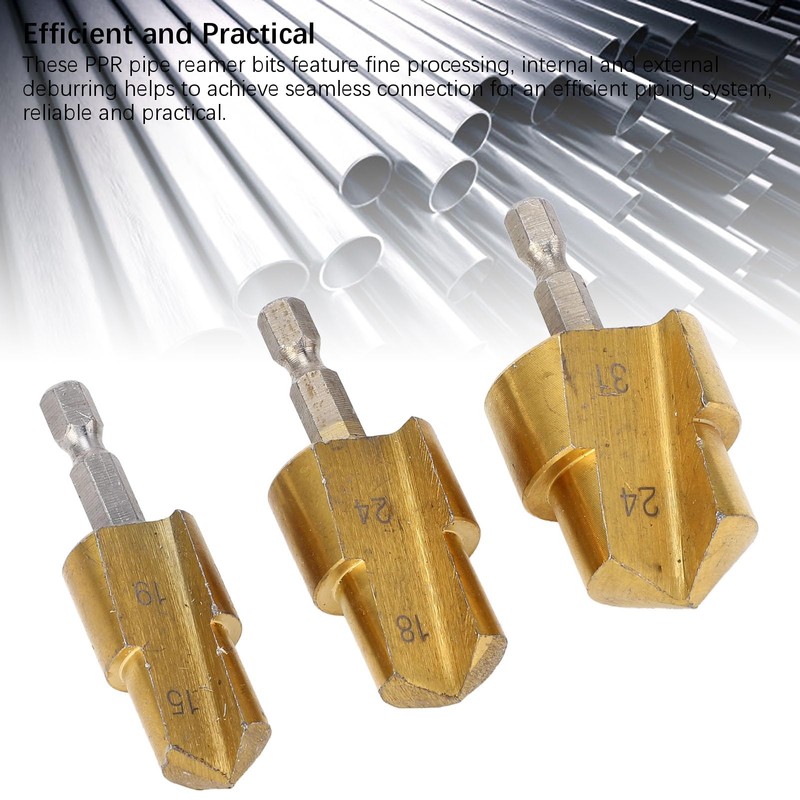 3 x PPR Pipe Reamer Bits 19 mm 24 mm