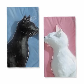 LXCSBD Cute Cat Kitchen Dish Towels Set of 2 Couple Pink Blue Cartoon Dish Towels Hand Towels for Kitchen Farmhouse Holiday Home Decor Gifts for Women,Housewarming Gifts 16"x24"