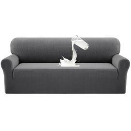 Princedeco Waterproof Couch Covers Slipcovers for Couches and Sofas,1 Piece Stretch Jacquard Sofa Slipcover Leakproof Pet Friendly Furniture Protector for Kids, Dog (Oversized Sofa, Grey)