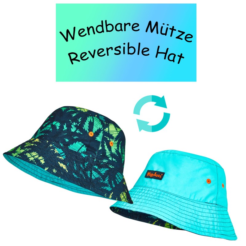Playshoes Unisex Children's Reversible Sun Hat, SURF, 53