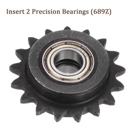 Kozelo 2pcs Idler Sprocket - [17 Tooth x 9mm ID] Carbon Steel with Double Bearings for Milling Drilling Machines DIN(ISO)04C Use | 1/4" Pitch, ANSI #25 Chain