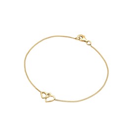 Goldhimmel Women's 925 Sterling Silver Hearts Gold Plated Bracelet of Length 18cm