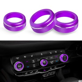 SENSHINE Air Conditioning Knob Cover Volume Control Tune Switch Buttton Covers for Dodge Durango Accessories 2021 2022 2023 2024 2025 AC Climate Adjust Trim Ring 3Pcs (Purple)