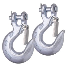 WENHUALI 5/16 Inch Safety Chain Hooks, Clevis Slip Hook with Safety Latch, Grade 70 Forged Steel 14,000 Lb for Trailer Truck Transport Tow Winch Hook Trailer(5/16 Inch, 2 Pack)